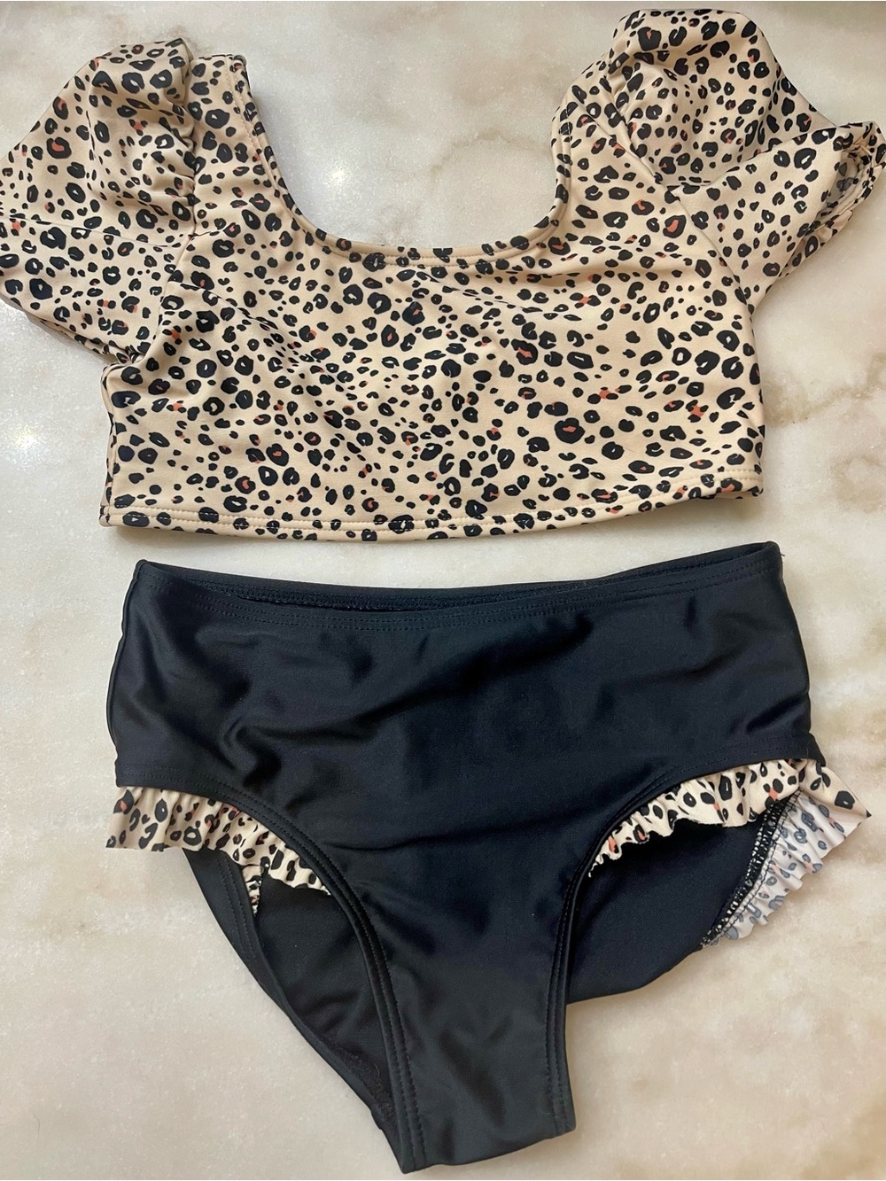 Cat & Jack Leopard Print and Black Bikini Bottoms